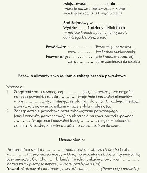 Pozew o podwyższenie alimentów