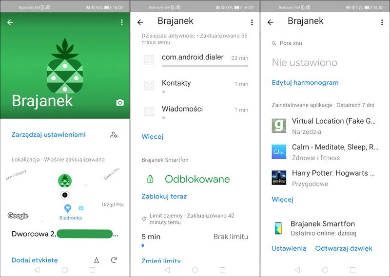 Ustawienia fabryczne a Family Link